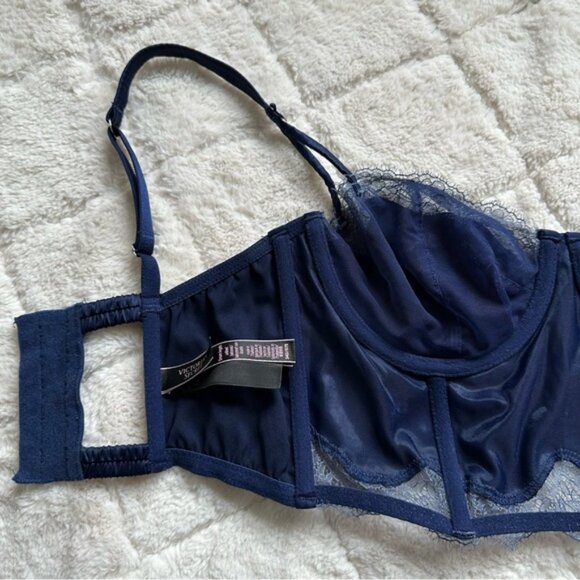 Victoria's Secret | Navy Blue Dream Angels Unlined Balconet Bra | Size 34D - Picture 8 of 13